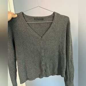 Brandy Melville grey cropped cardigan/sweater V-neck